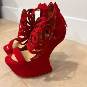 Jeffrey Campbell Red Suede Corleone Heels